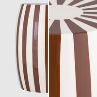 Tavolino da salotto in acciaio smaltato, righe bicolore, 46cm, marrone