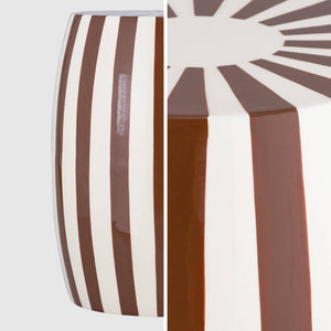 Tavolino da salotto in acciaio smaltato, righe bicolore, 46cm, marrone