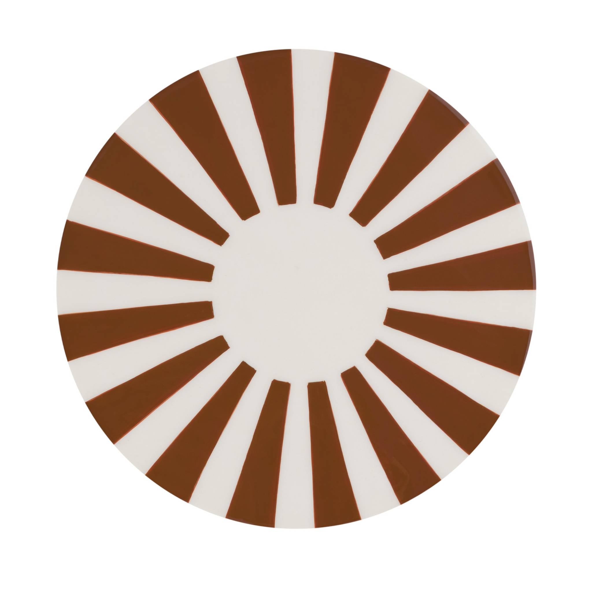 Tavolino da salotto in acciaio smaltato, righe bicolore, 46cm, marrone