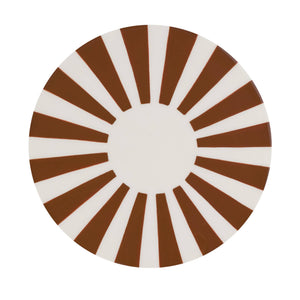 Tavolino da salotto in acciaio smaltato, righe bicolore, 46cm, marrone