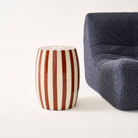 Tavolino da salotto in acciaio smaltato, righe bicolore, 46cm, marrone