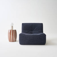 Tavolino da salotto in acciaio smaltato, righe bicolore, 46cm, marrone