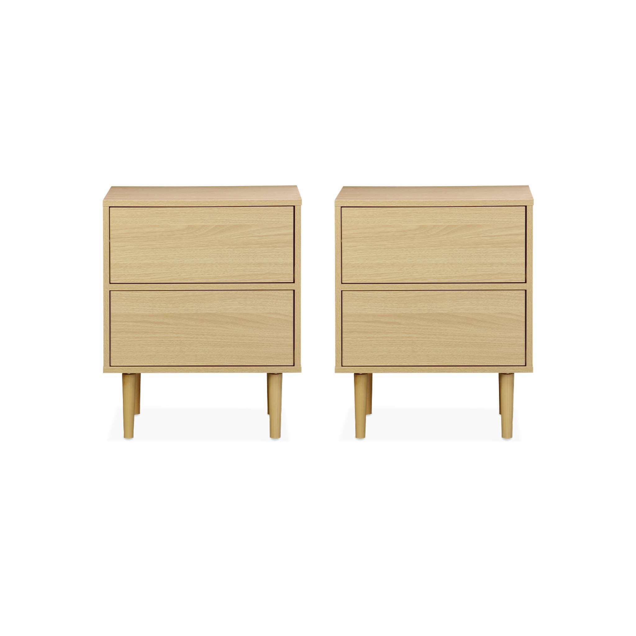 Set di 2 comodini effetto legno naturale, marrone naturale