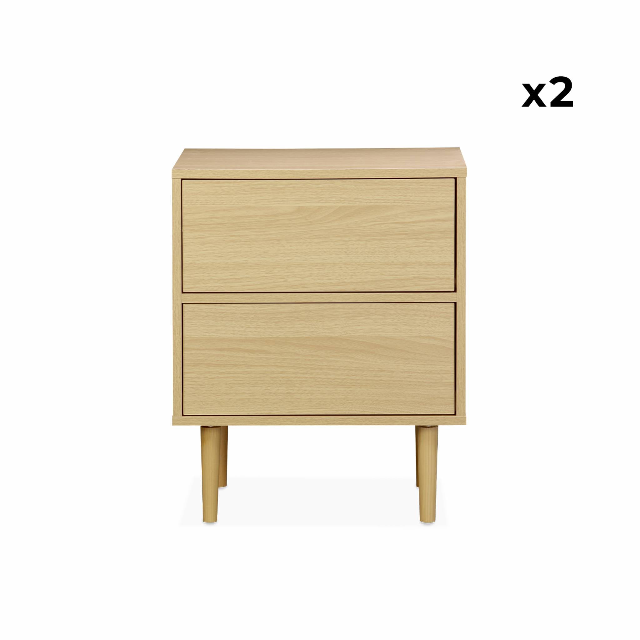 Set di 2 comodini effetto legno naturale, marrone naturale