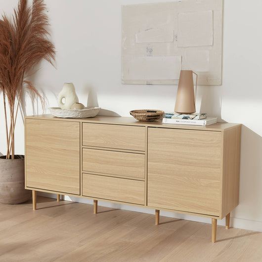 Credenza a 2 ante effetto legno, 160cm, marrone naturale