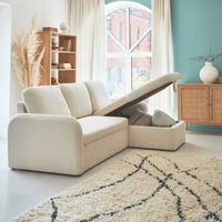 Divano letto bouclé a 3 posti , crema