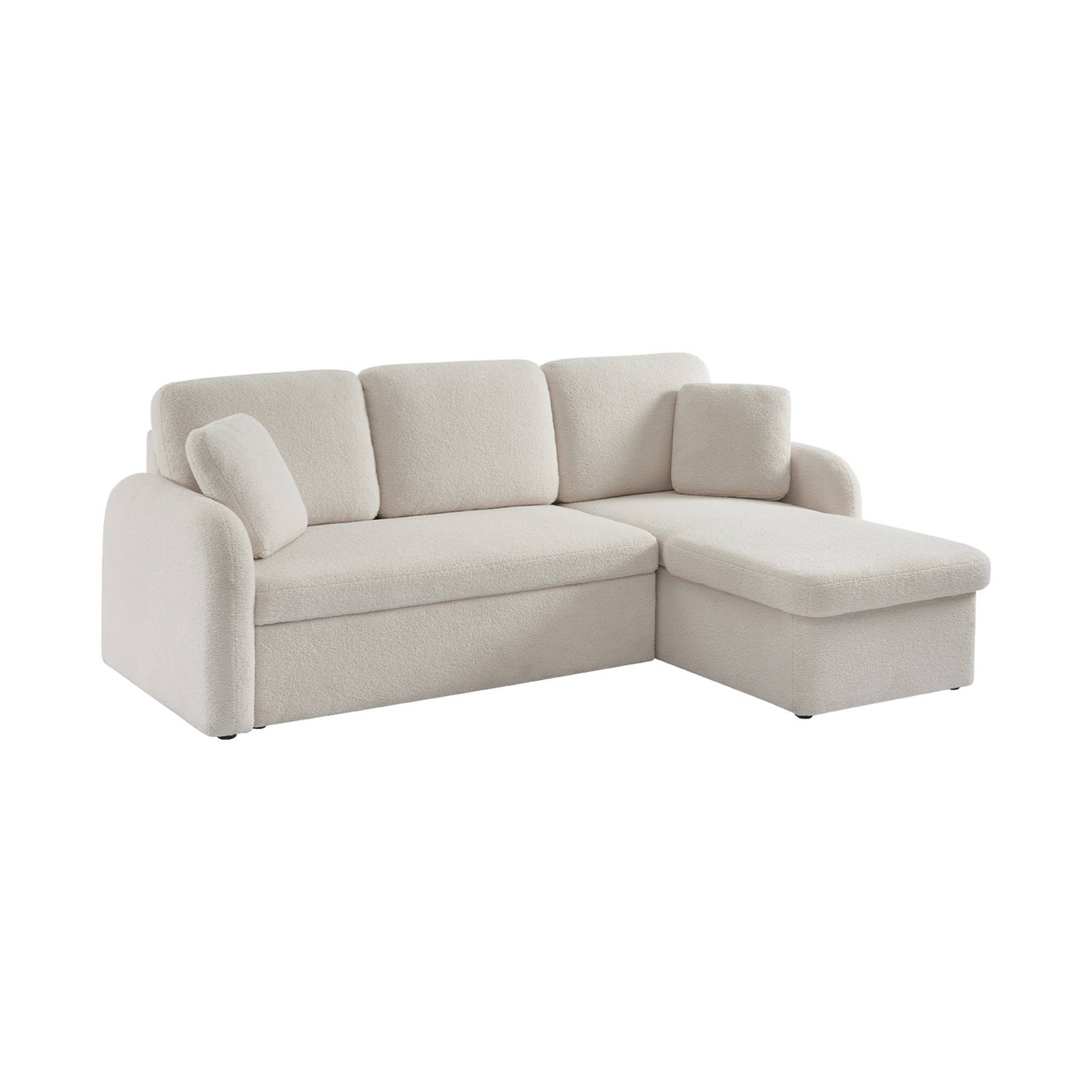 Divano letto bouclé a 3 posti , crema