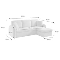 Divano letto bouclé a 3 posti , crema