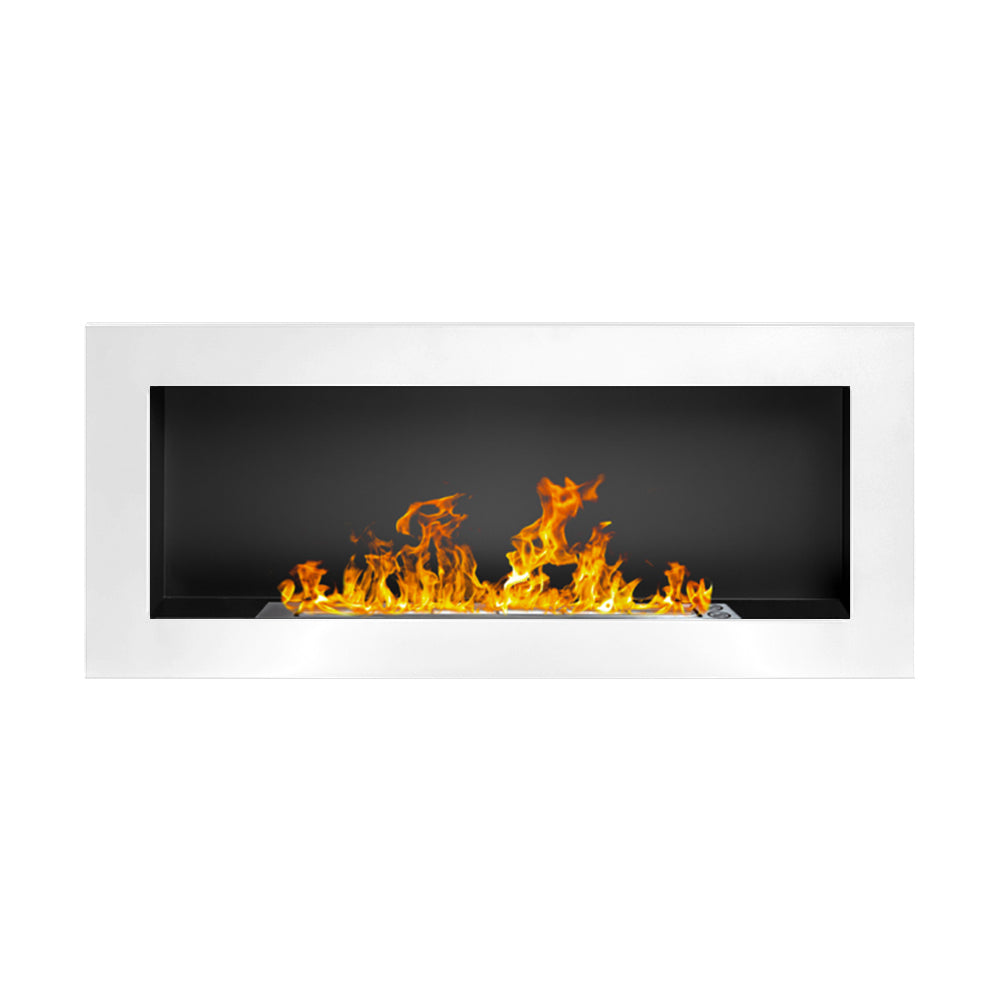 Camino a bioetanolo da parete o incasso Lucca Bianco L 90 x P 12 x H 40
