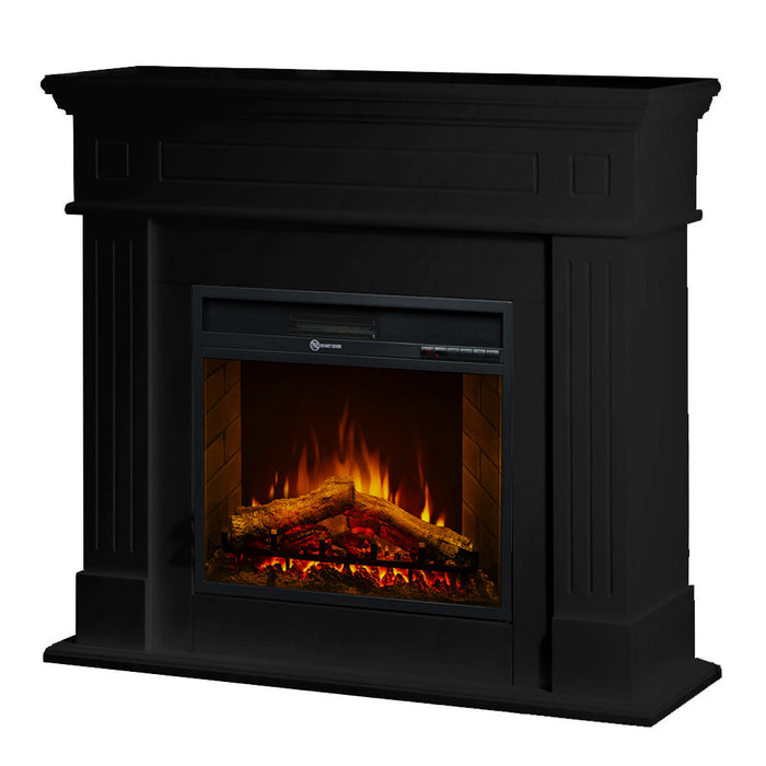 Camino elettrico caminetto da terra CAMBRIDGE in legno Nero 110x36x100h