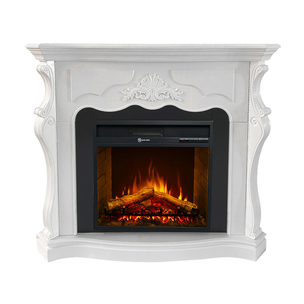Camino elettrico caminetto da terra PARIGI in legno Bianco L123xP39xH100