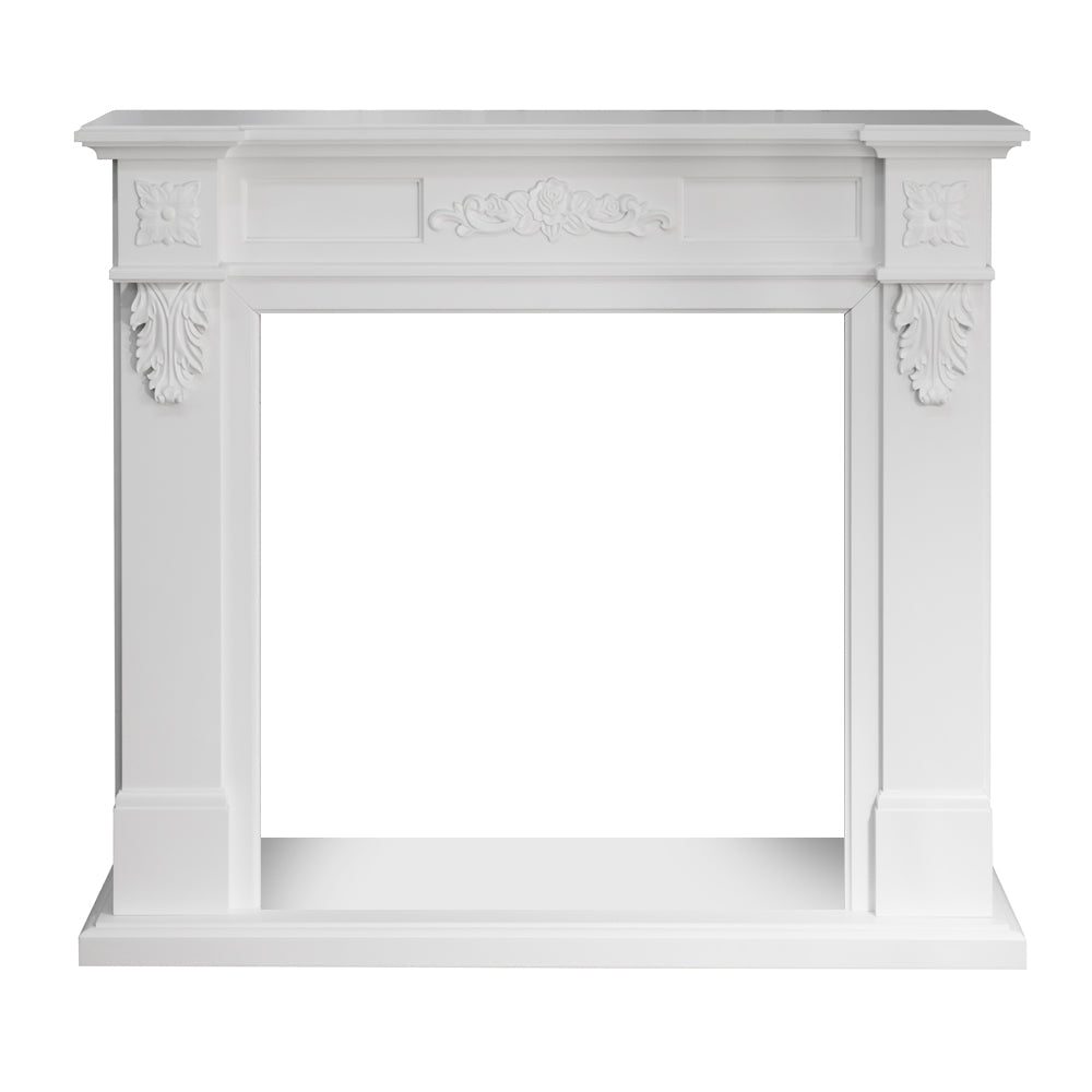 Cornice per camino rivestimento in legno L121xP38xH108 Truman Bianco