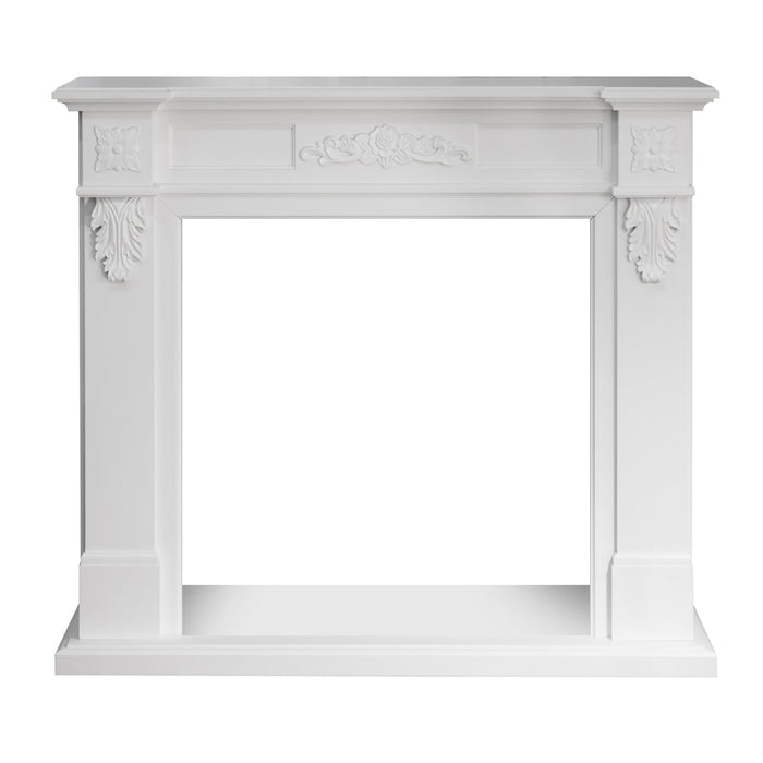 Cornice per camino rivestimento in legno L121xP38xH108 Truman Bianco