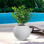Vaso in resina da esterno interno per piante tondo a sfera di design d.40x33h Botticelli Bianco