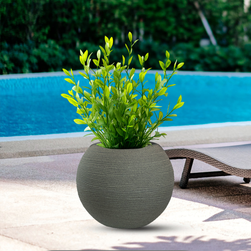 Vaso in resina da esterno interno per piante tondo a sfera di design d.40x33h Botticelli Verde