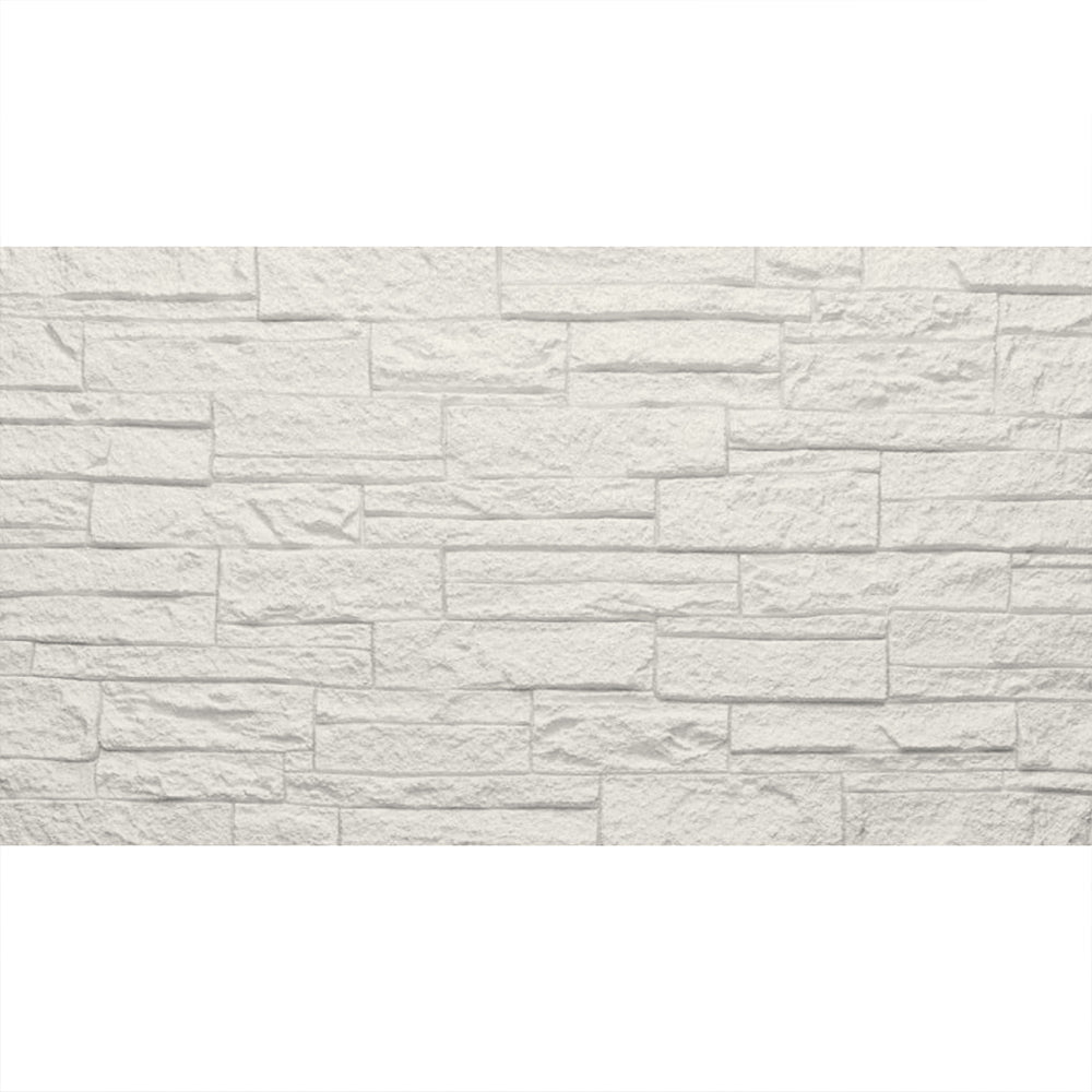 Pannello decorativo effetto pietra mattoni 3D set 12 pz 8,6 mt2 rivestimento murale in PU 120 x 60 x 2,5 Quarzite Bianco