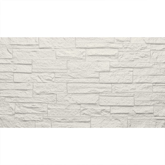 Pannello decorativo effetto pietra mattoni 3D set 12 pz 8,6 mt2 rivestimento murale in PU 120 x 60 x 2,5 Quarzite Bianco