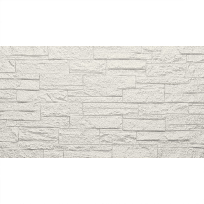 Pannello decorativo effetto pietra mattoni 3D set 12 pz 8,6 mt2 rivestimento murale in PU 120 x 60 x 2,5 Quarzite Bianco