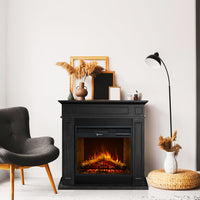 Camino elettrico caminetto da terra JEFFERSON in legno Nero L 89,5 x H90,5 x P28