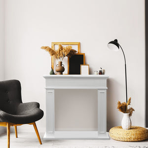 Cornice per camino rivestimento in legno L89,5xH90,5xP28 Jefferson Bianco