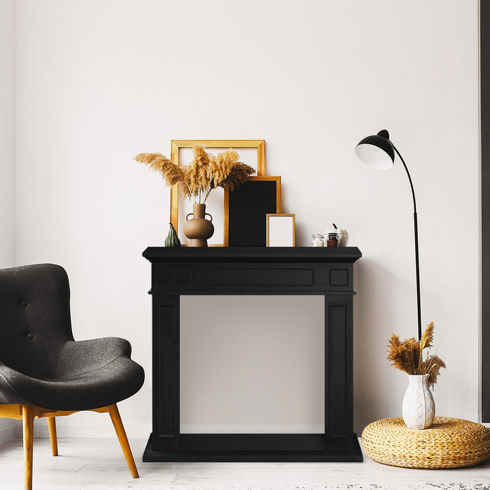 Cornice per camino rivestimento in legno L89,5xH90,5xP28 Jefferson Nero