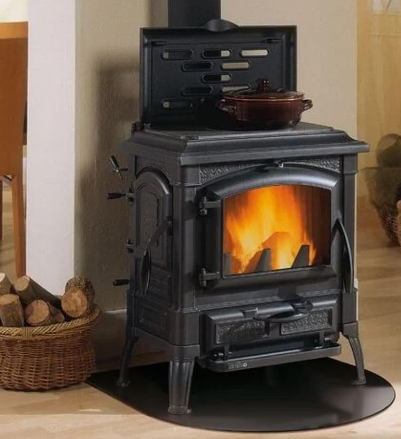 Pedana Salvapavimento per Stufe a Pellet e Legna 100x90 cm in Acciaio Nera