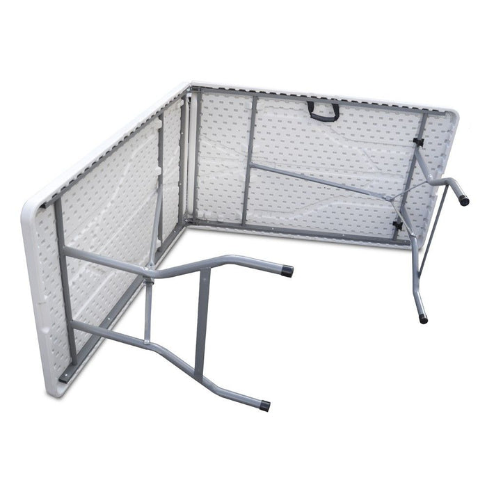 Tavolo pieghevole richiudibile a valigia in resina Bianco struttura in ferro 240X70X74 DG45064