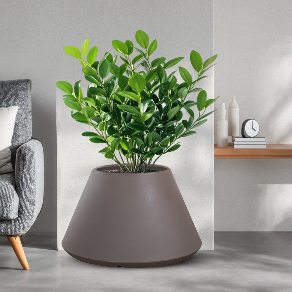 Vaso in resina da esterno interno per piante tondo conico design d.60x35h Stromboli Tortora
