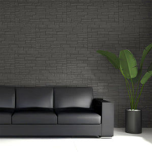 Pannello decorativo effetto pietra mattoni 3D set 12 pz 8,6 mt2 rivestimento murale in PU 120 x 60 x 2,5 Grigio Ardesia