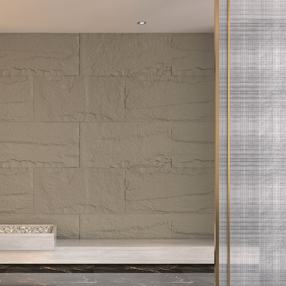 Pannello decorativo effetto roccia pietra 3D set 10 pz 7,2 mt2 rivestimento murale in PU 120 x 60 x 3 Grigio Cemento