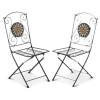 2pz Sedia pieghevole richiudibile in ferro e mosaico per esterno 06409/N2 NERO2