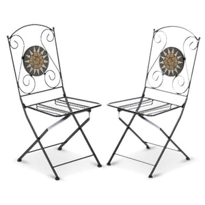 2pz Sedia pieghevole richiudibile in ferro e mosaico per esterno 06409/N2 NERO2
