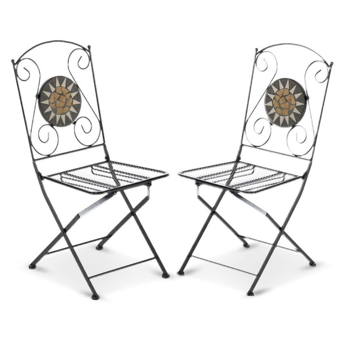 2pz Sedia pieghevole richiudibile in ferro e mosaico per esterno 06409/N2 NERO2