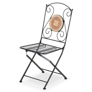 2pz Sedia pieghevole richiudibile in ferro e mosaico per esterno ZEUS 06412/B Black