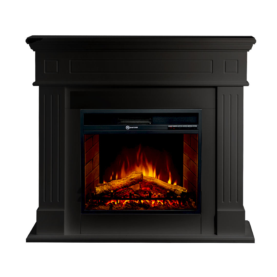 Camino elettrico caminetto da terra CAMBRIDGE in legno Nero 110x36x100h