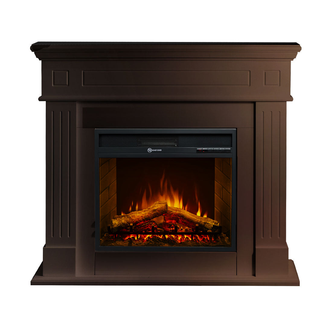 Camino elettrico caminetto da terra CAMBRIDGE in legno Noce 110x36x100h