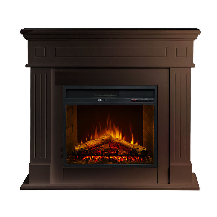 Camino elettrico caminetto da terra CAMBRIDGE in legno Noce 110x36x100h