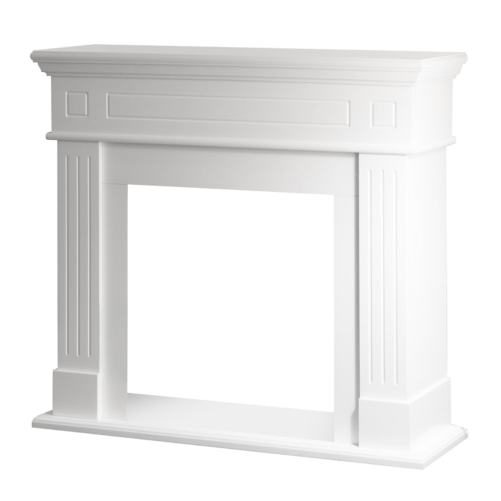Cornice per camino rivestimento in legno L110xP36xH100 Cambridge Bianco