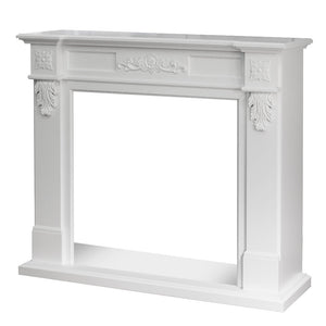 Cornice per camino rivestimento in legno L121xP38xH108 Truman Bianco