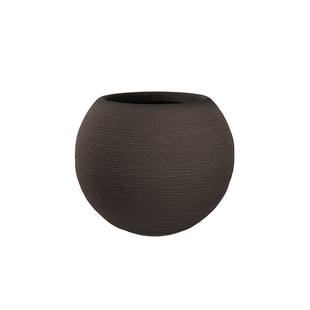 Vaso in resina da esterno interno per piante tondo a sfera di design d.40x33h Botticelli Marrone