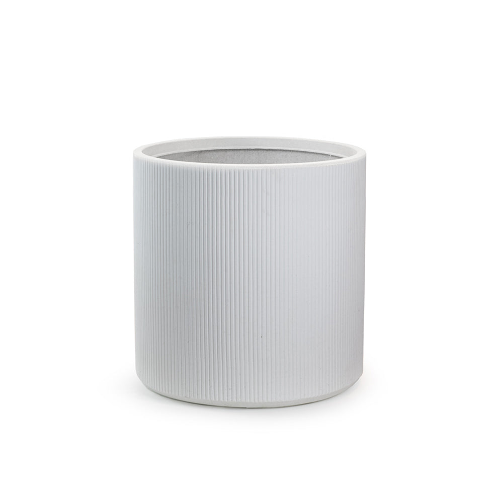 Vaso in resina da esterno interno per piante tondo cilindrico di design d.36x35h Modigliani Bianco