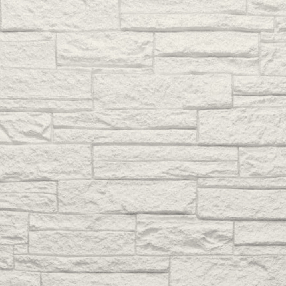 Pannello decorativo effetto pietra mattoni 3D set 12 pz 8,6 mt2 rivestimento murale in PU 120 x 60 x 2,5 Quarzite Bianco