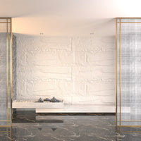 Pannello decorativo effetto roccia pietra 3D set 10 pz 7,2 mt2 rivestimento murale in PU 120 x 60 x 3 Bianco Leccese