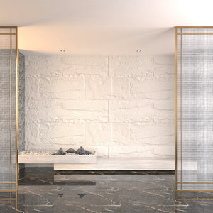 Pannello decorativo effetto roccia pietra 3D set 10 pz 7,2 mt2 rivestimento murale in PU 120 x 60 x 3 Bianco Leccese