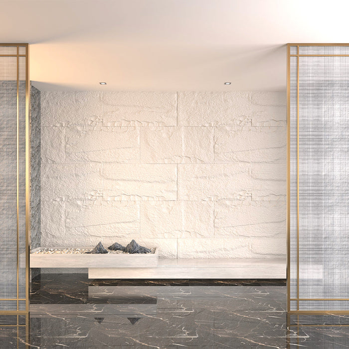 Pannello decorativo effetto roccia pietra 3D set 10 pz 7,2 mt2 rivestimento murale in PU 120 x 60 x 3 Bianco Leccese