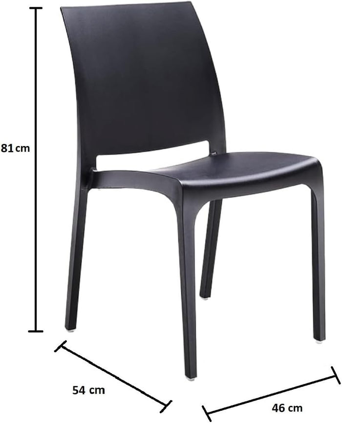 Sedia in resina impilabile made in Italy design per interno esterno SOFIA Nera 4 pz