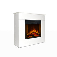 Camino elettrico caminetto da terra in legno bianco Made in Italy MICHELANGELO 96x36x90h