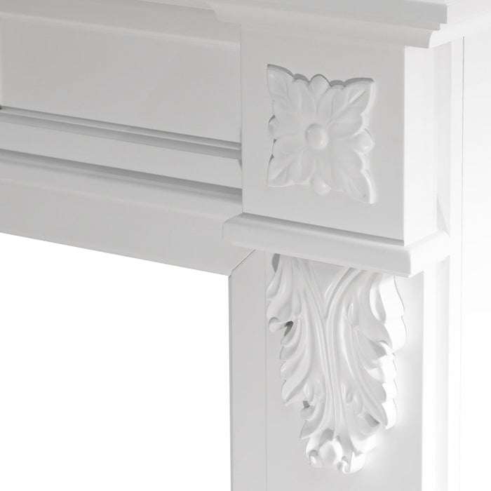 Cornice per camino rivestimento in legno L121xP38xH108 Truman Bianco