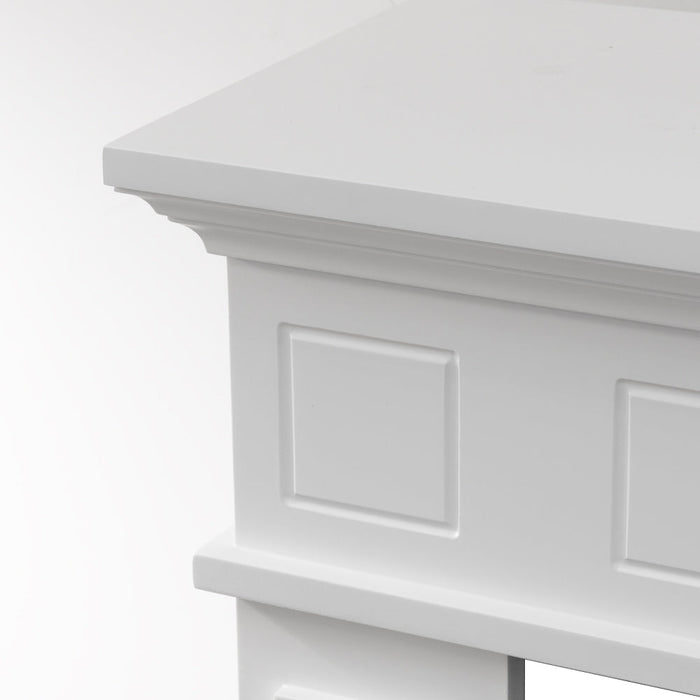 Cornice per camino rivestimento in legno L89,5xH90,5xP28 Jefferson Bianco