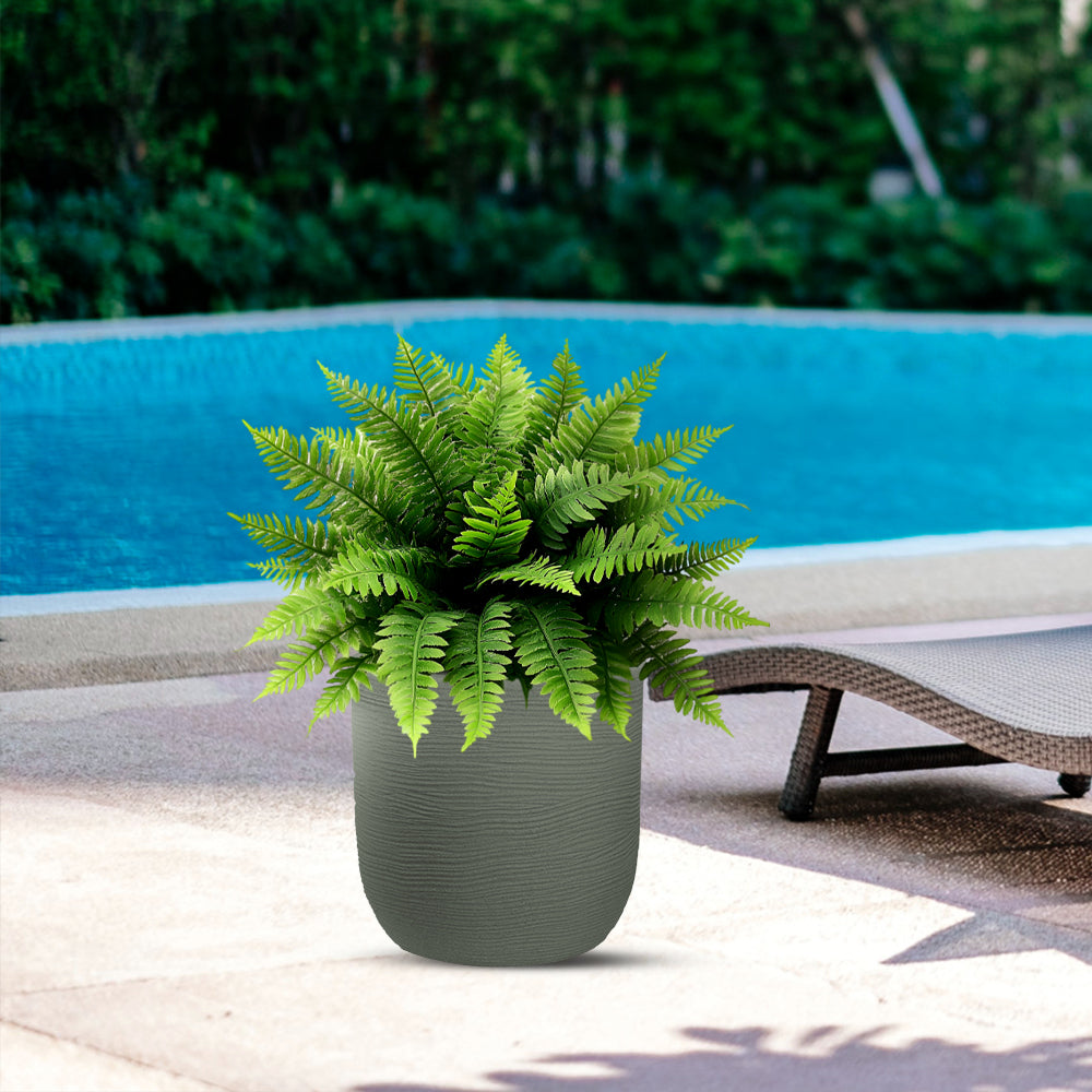 Vaso in resina da esterno interno per piante cilindro di design d.35x34h Raffaello Verde